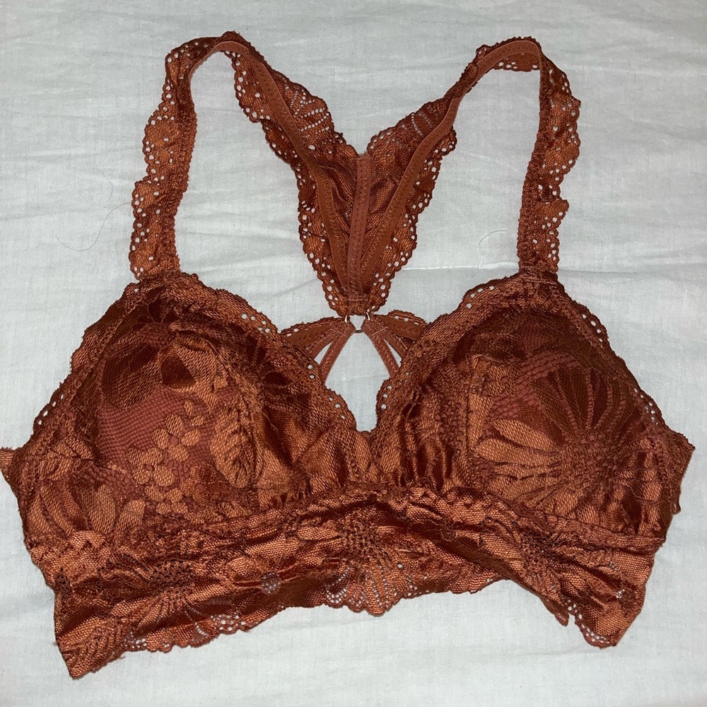 Free with any purchase Aerie Lace Bralette in Rust Brown